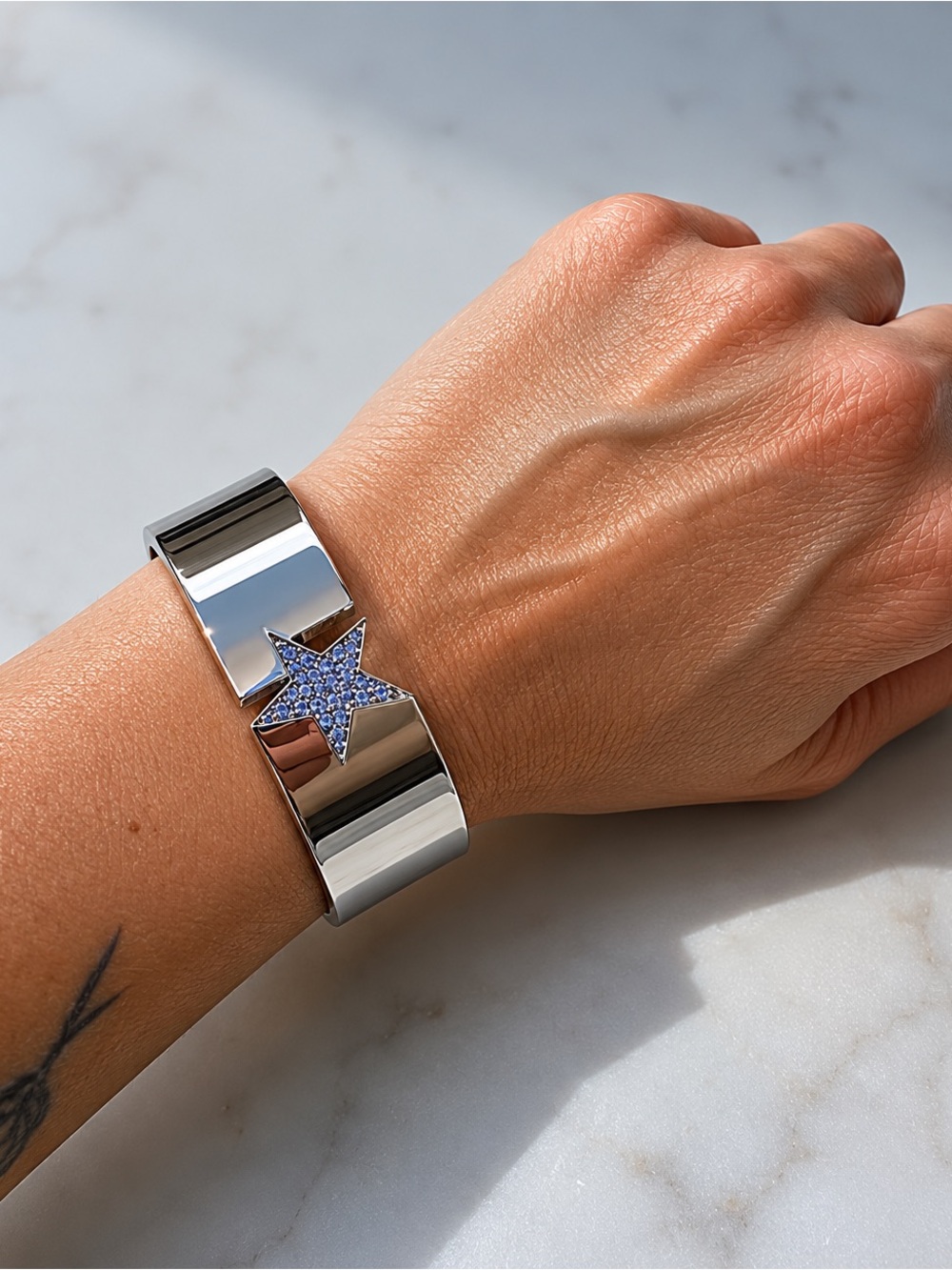 Thierry Mugler Steel Star Cuff Bracelet | Futuristic Statement Bangle